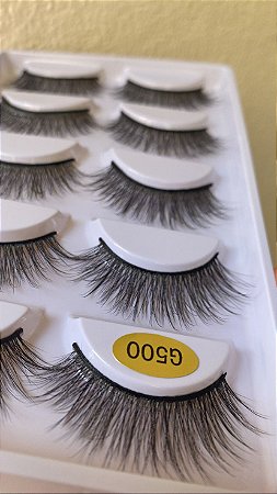 Cartela Com 5 Pares Cílios Postiços Mink 3D G500
