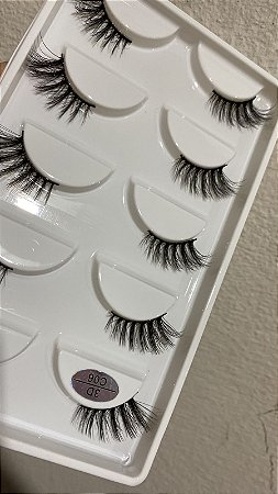 Cartela com 5 Pares de Cílios Postiços 3D MINK C06