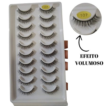 Cartela Cílios Postiços 10 Pares Mink 107