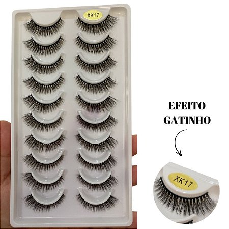 Cartela Cílios Postiços 10 Pares Mink XK17