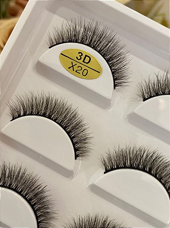 Cartela Cílios Postiços 5 Pares Mink 3D X20 Estilo Natural