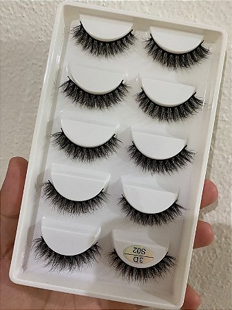 Cartela Cílios Postiços 5 Pares Mink 3D S02