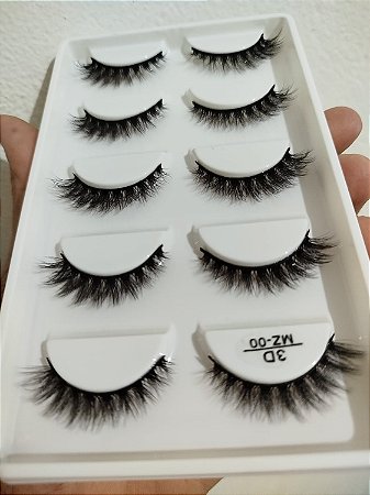 Cartela Cílios Postiços 5 Pares Mink 3D MZ00