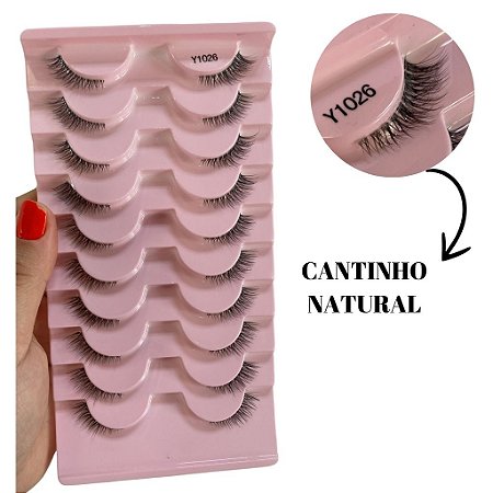 Cartela de Cílios Postiços Y1026 com 10 pares cantinho cat