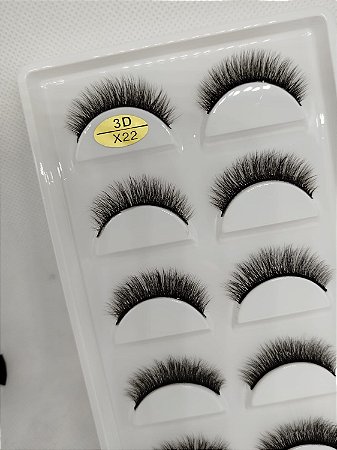 Cartela com 5 Pares de Cílios Postiços 3D X22