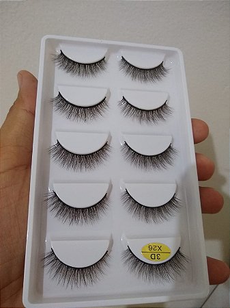 Cartela Cílios Postiços 5 Pares Mink 3D X26