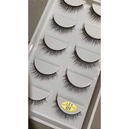 Cartela com 5 Pares de Cílios Postiços 3D X27
