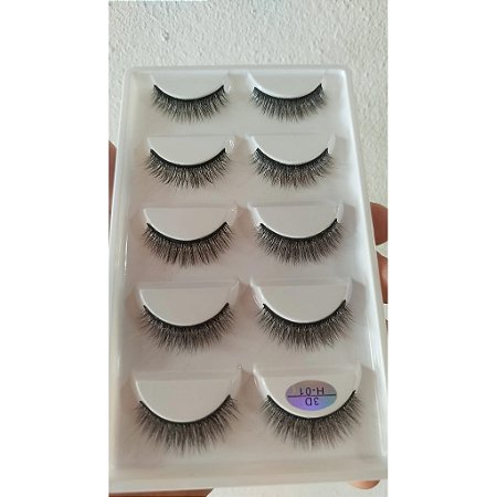Cílios Postiços 3D H01 - Caixa com 5 Pares | Efeito Glamuroso