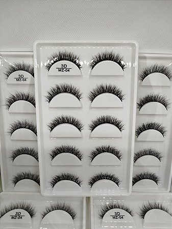 CARTELA COM 5 PARES DE CÍLIOS POSTIÇOS 3D MZ04