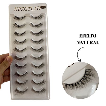 Cartela 10 Pares  Cílios Postiços 3D 2022 Efeito Natural