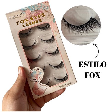 Cartela 5 Pares Cilios Postiços FOX01 HINFINITY EFEITO MEGA FOX