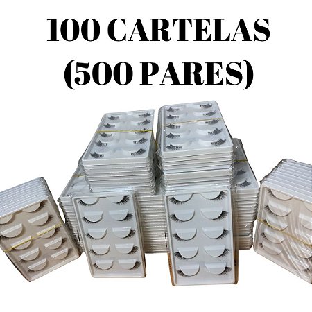 100 Box 5 pares Cílios Postiços 3D04 Cantinho 500 pares total