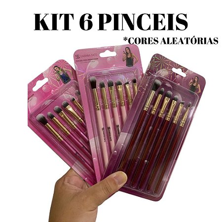 KIT PRECISÃO 6 PINCEIS PARA  DETALHES E ACABAMENTOS NO ROSTO E OLHOS, ESFUMAR, BATOM, CORRETIVO, SOBRANCELHAS