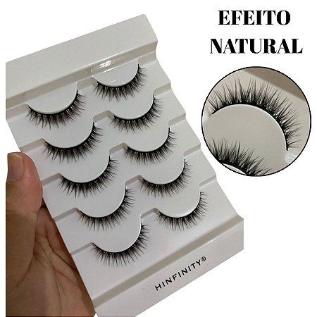 5 Pares de Cílios Postiços Mink X01 Efeito natural premium