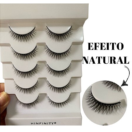 5 Pares de Cílios Postiços X14 Cerdas curtas  Efeito Natural