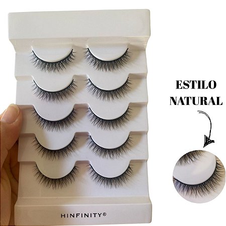 5 Pares de Cílios Postiços MINK SINT X25 Efeito Natural