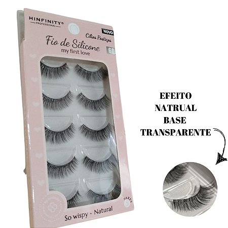 5 Pares de Cílios Postiços SL123 estilo natural base silicone