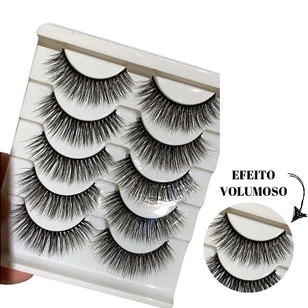 Cartela Cílios Postiços 5 Pares Mink 5D NEW045 Volumoso