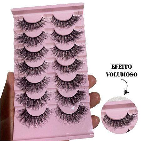 Cartela 7 Pares Cilios Postiços Efeito volumoso XH05