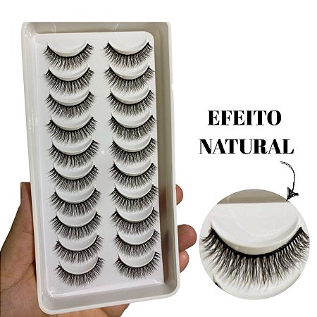 Cartela Cilios Postiços 3D 134 Bem Natural 10 Pares