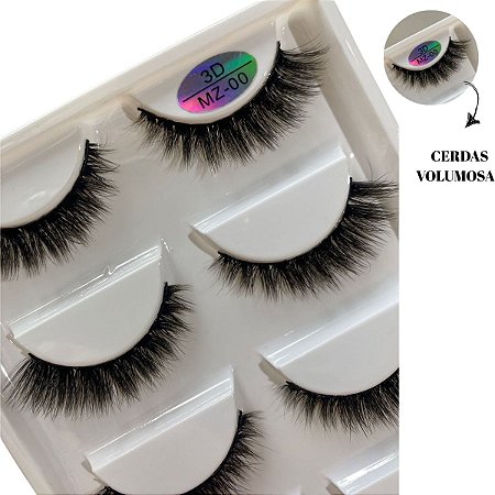 5 Pares De Cílios Postiços 3d MZ00 Cerdas cheias e Volumosas