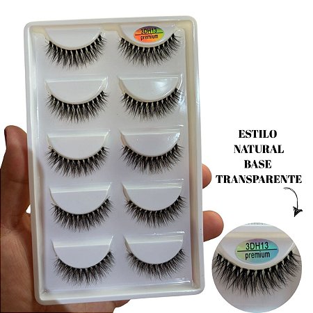 5 Pares de Cílios Postiços 3D H13 Premium estilo natural