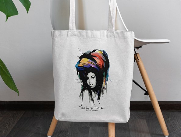 Sacola Ecobag Amy Winehouse tecido Oxford 100% Poliéster