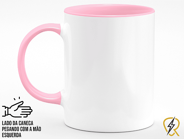 Caneca Do Seu Jeito de Cerâmica com Alça e Interior Rosa