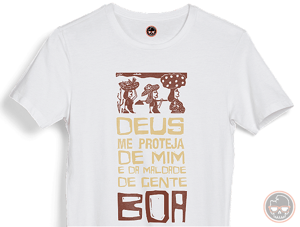 Camiseta Frase Deus Me Proteja de Mim... Malha 100% Algodão Fio 30.1