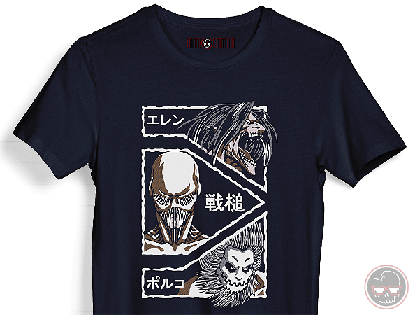Camiseta Attack on Titan Malha 100% Algodão 30.1 Penteado