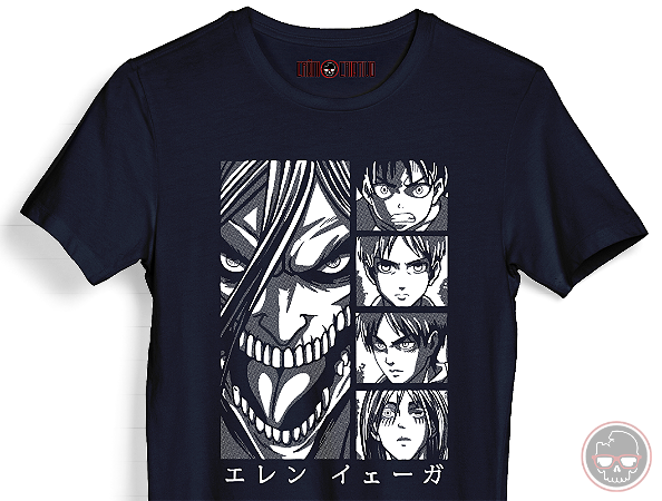 Camiseta Attack on Titan Malha 100% Algodão 30.1 Penteado