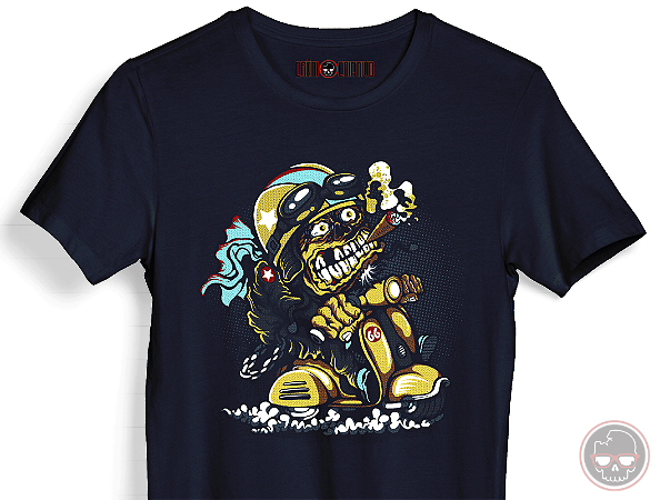Camiseta Biker Skull Malha 100% Algodão 30.1 Penteado