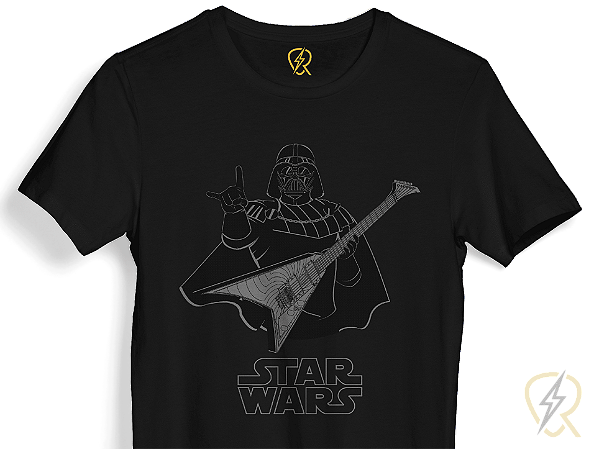 Camiseta Darth Vader Roqueiro malha 100% ALGODÃO Fio 30.1 Penteado