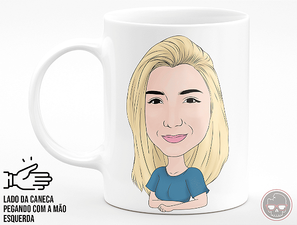 Caneca com caricatura da Mãe + Porta Caneca Grátis