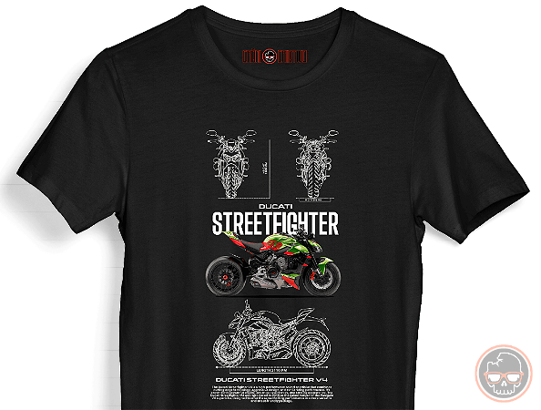Camiseta Ducati Streetfighter V4 100% ALGODÃO Fio 30.1 Penteado