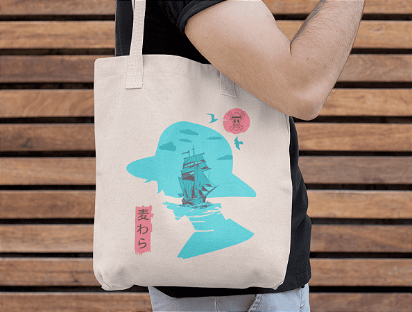 Ecobag ANIMES One Piece 100% Algodão Cru Natural