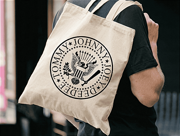 Ecobag MÚSICA Ramones 100% Algodão Cru Natural
