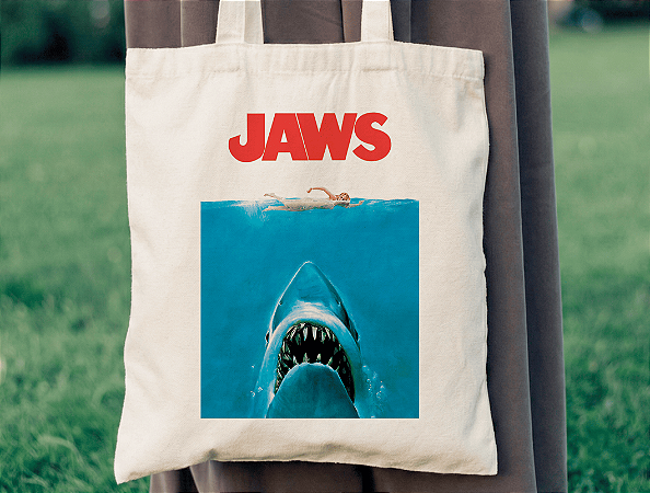 Ecobag FILME Tubarão 100% Algodão Cru Natural