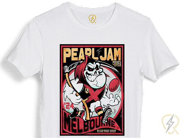 Camiseta Pearl Jam Melbourne malha 100% ALGODÃO Fio 30.1 Penteado