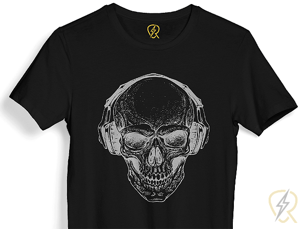 Camiseta Rocker Skull Malha 100% Algodão 30.1 Penteado