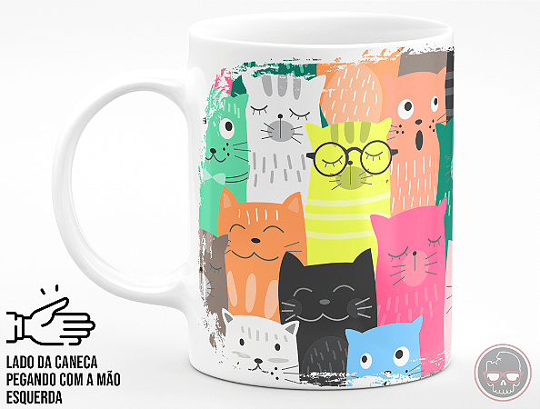 Caneca PETS Cats Colorful + Porta Caneca Grátis
