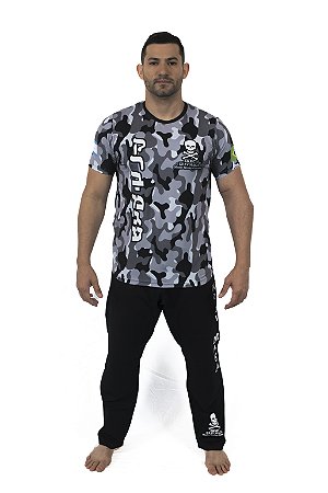 Camiseta ELASTANO Camuflada Cinza