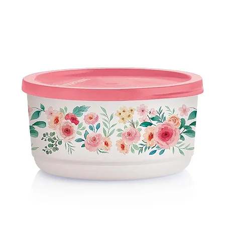 Tupperware Refri Line Redondo 530ml Rosas Aquarela