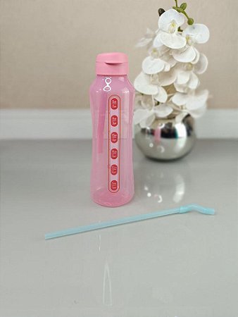 Tupperware Garrafa Aquavibe com Canudo Flexível Rosa Quartzo 1,2 litro