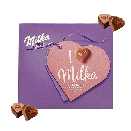 MILKA I LOVE PRALINES STRAWBERRY CREME 110G