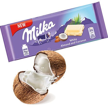 CHOC. MILKA WHITE ALMOND AND COCONUT 100G