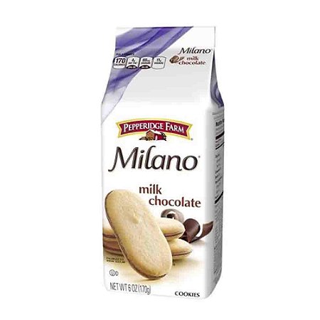 BISCOITO SABOR BAUNILHA C/ RECHEIO SABOR CHOCOLATE AO LEITE - MILANO - 170G