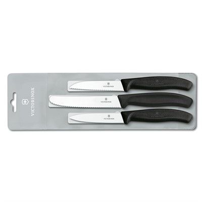 Conjunto Victorinox de facas para cozinha com cabo preto (3pçs)