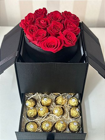 Caixa Luxo Rosas e Ferrero