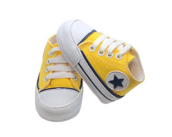Tênis Bebê Starzinho Cano Alto Amarelo/Marinho - www.pdkkids.com.br